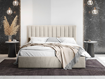 Manželská posteľ 180 cm Mirjan Norway (béžová) (s roštom a úl. priestorom)