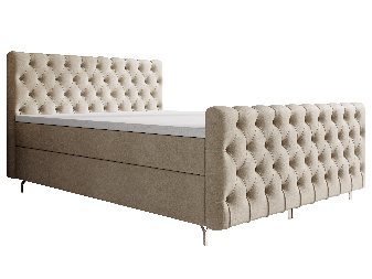 Manželská posteľ 160 cm Clinton Comfort (béžová) (s roštom, s úl. priestorom)