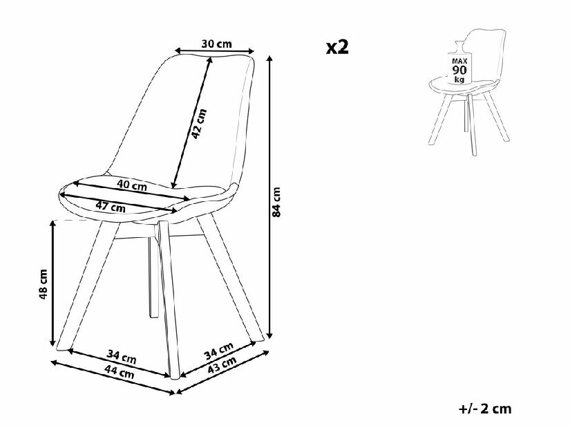 Set 2 ks. jedálenských stoličiek DOHA II (plast) (sivá)