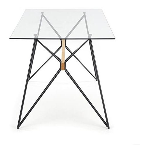 Jedálenský stôl Alyse (prirodne drevo + čierna + sklo)