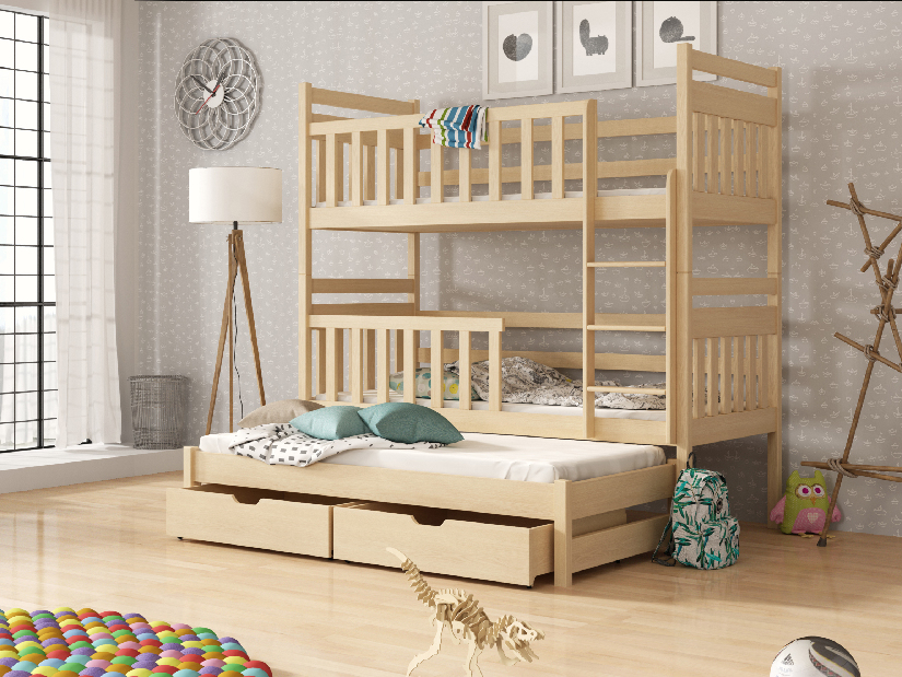 Detská posteľ 90 x 190 cm KRISTY (s roštom a úl. priestorom) (borovica)