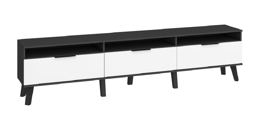 TV stolík/skrinka Shela SVN-12 (čierna + biely lesk)