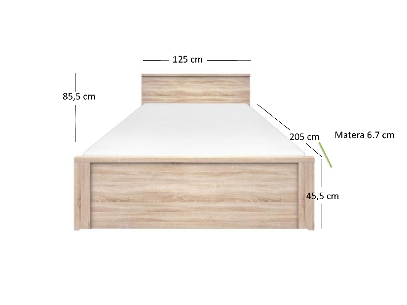 Manželská posteľ 120 cm Noella (dub sonoma) (bez roštu a matraca)