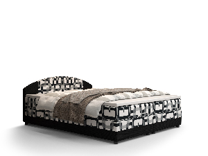 Manželská posteľ Boxspring 140 cm Orlando Comfort (vzor + tmavohnedá) (s matracom a úložným priestorom)
