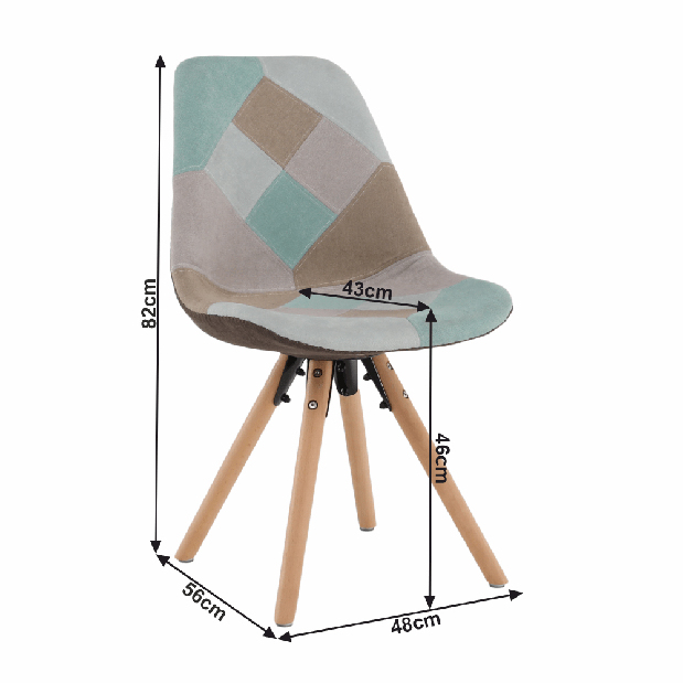 Jedálenská stolička Glority (mentolový patchwork)