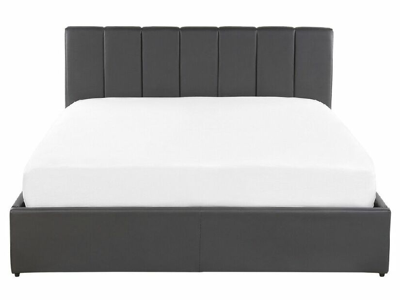 Manželská posteľ 160 cm DARGAN (sivá) (umelá koža) (s roštom a úl. priestorom)