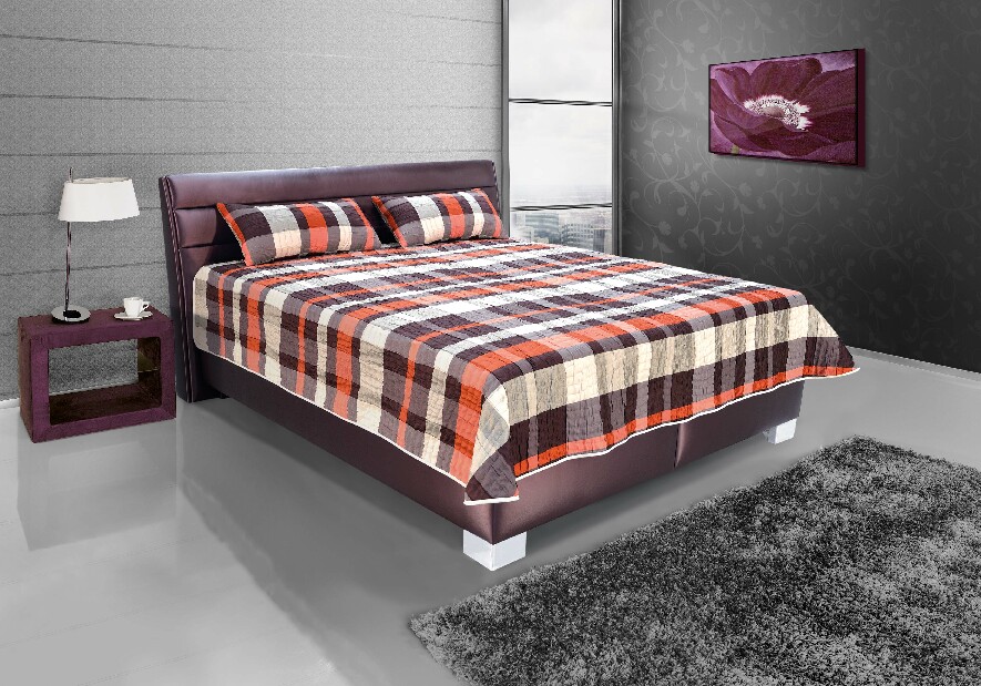 Manželská posteľ 180 cm Blanár Vernon (oranžová + fialová) (s roštami a matracmi Nelly)