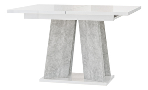Jedálenský stôl Mulnu (lesk biely + kameň) (pre 4 až 6 osôb)