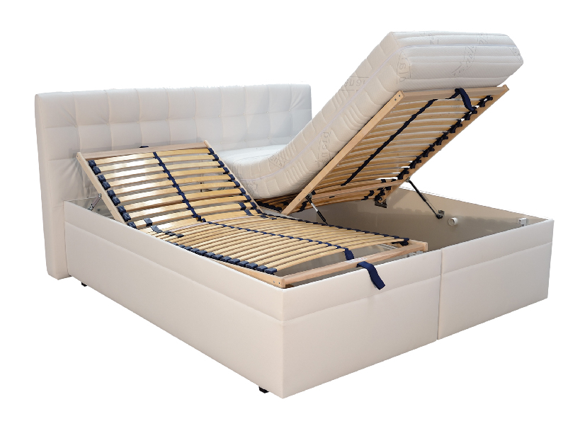 Manželská posteľ 180 cm Blanár Monaco (biela) (s roštami, matracmi, prehozom a vankúšmi)