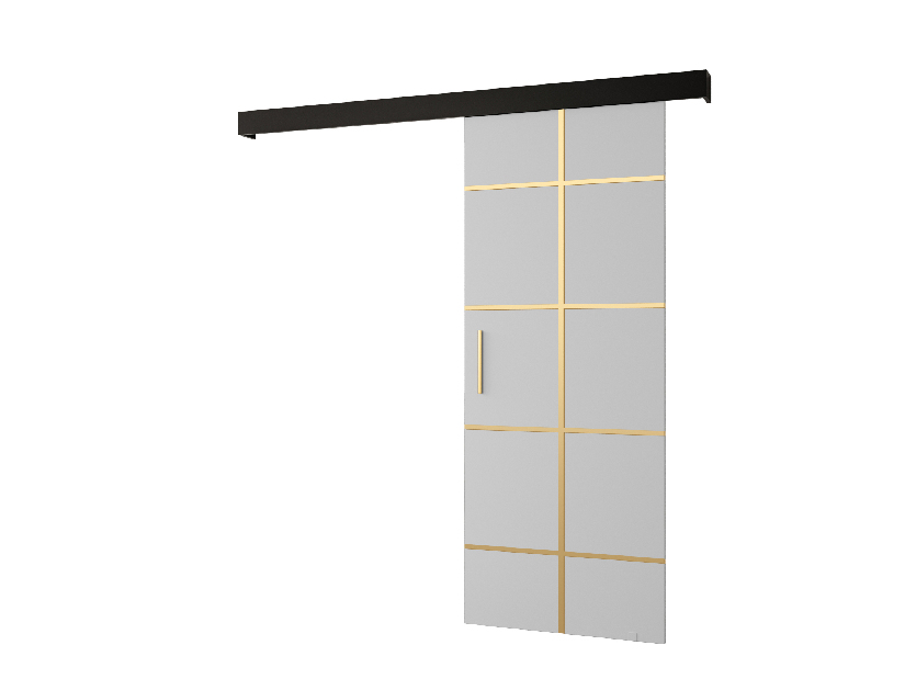 Posuvné dvere 90 cm Sharlene III (biela matná + čierna matná + zlatá)