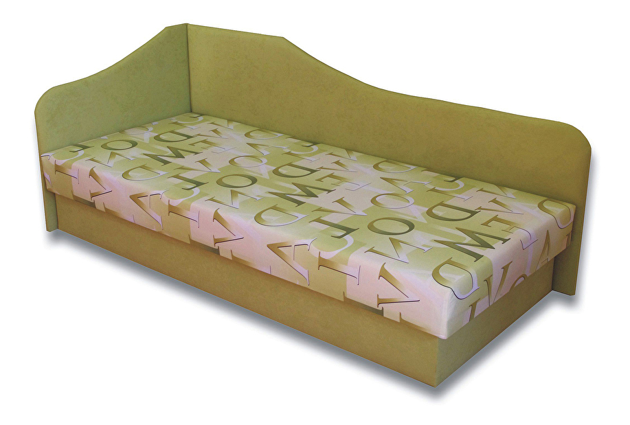 Jednolôžková posteľ (váľanda) 80 cm Lux 87 (Svetlozelená 72 + Muro 30) (L)
