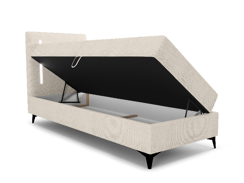 Jednolôžková posteľ 90 cm Ortega Bonell (béžová) (s roštom, s úl. priestorom) (s LED osvetlením)