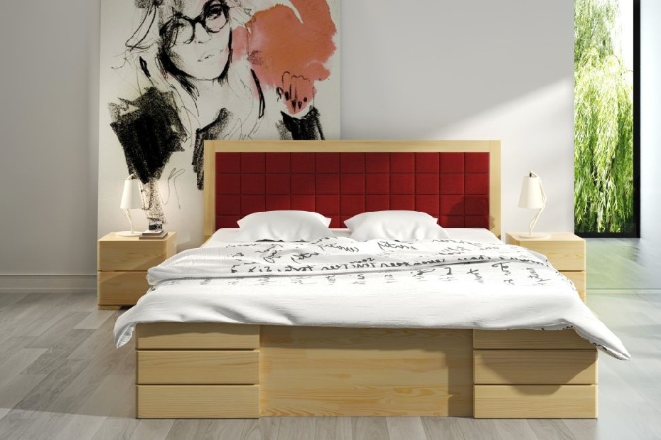 Manželská posteľ 180 cm Naturlig Storhamar High Drawers (borovica)
