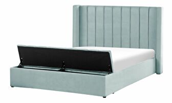 Manželská posteľ 160 cm Noya (mätová) (s roštom) (s úl. priestorom)