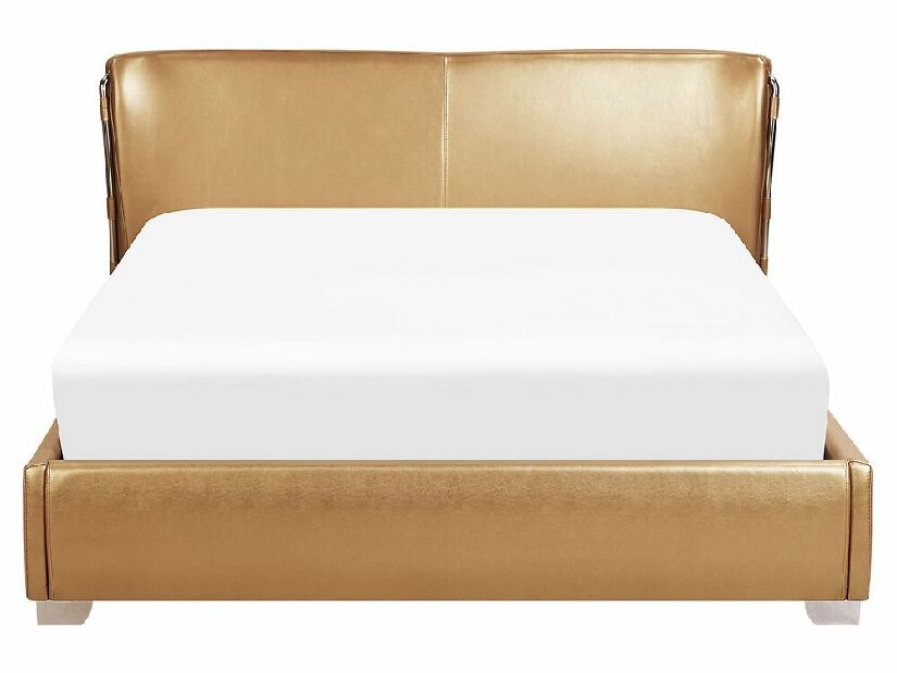 Manželská posteľ 160 cm PARNAS (s roštom a LED osvetlením) (zlatá)