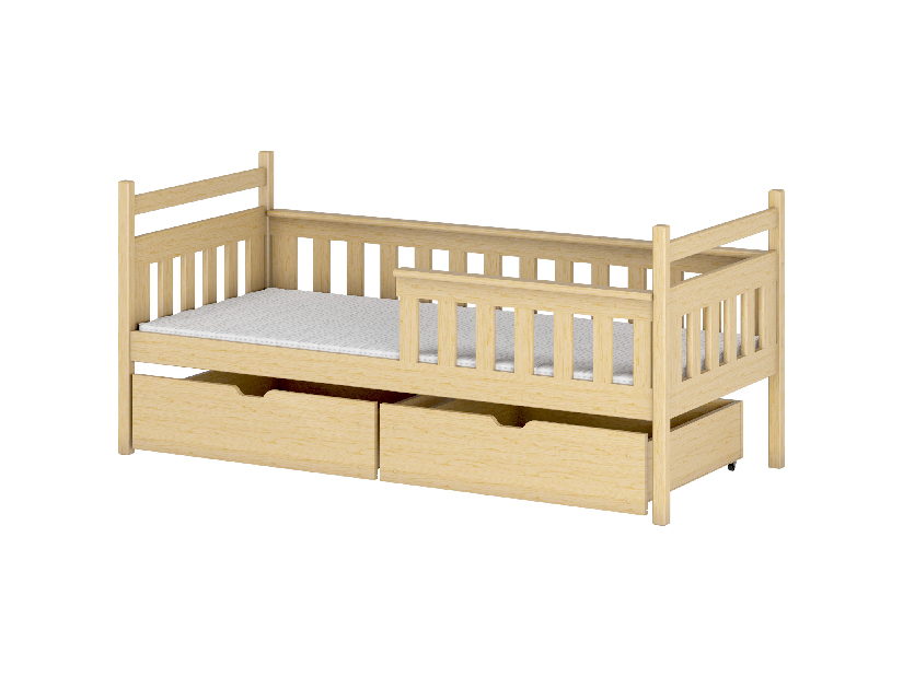 Detská posteľ 90 x 190 cm Emelda (s roštom a úl. priestorom) (borovica)