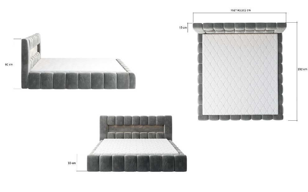 Manželská posteľ 160 cm Luxa (horčičová) (s roštom, úl. priestorom a LED)