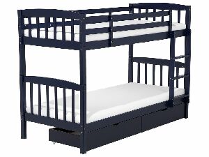 Poschodová posteľ 90 cm REWIND (tmavomodrá) (s roštom a úl. priestorom)