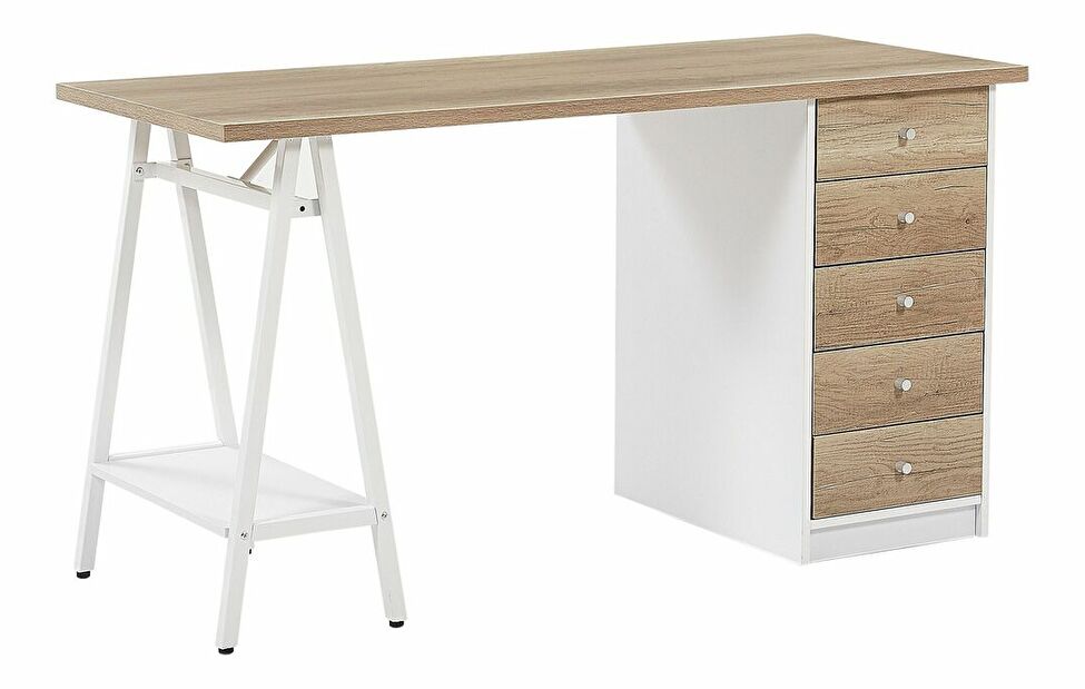 PC stolík HARBE (svetlé drevo + biela)