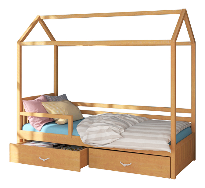 Detská posteľ 200x90 cm Rosie II (s roštom a matracom) (buk)