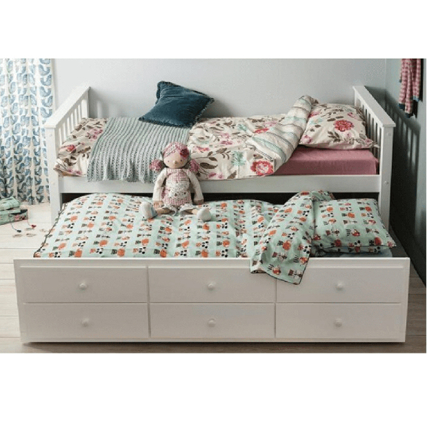 Rozkladacia posteľ 90 cm Ahlan (biela) (s roštom a úl. priestorom)