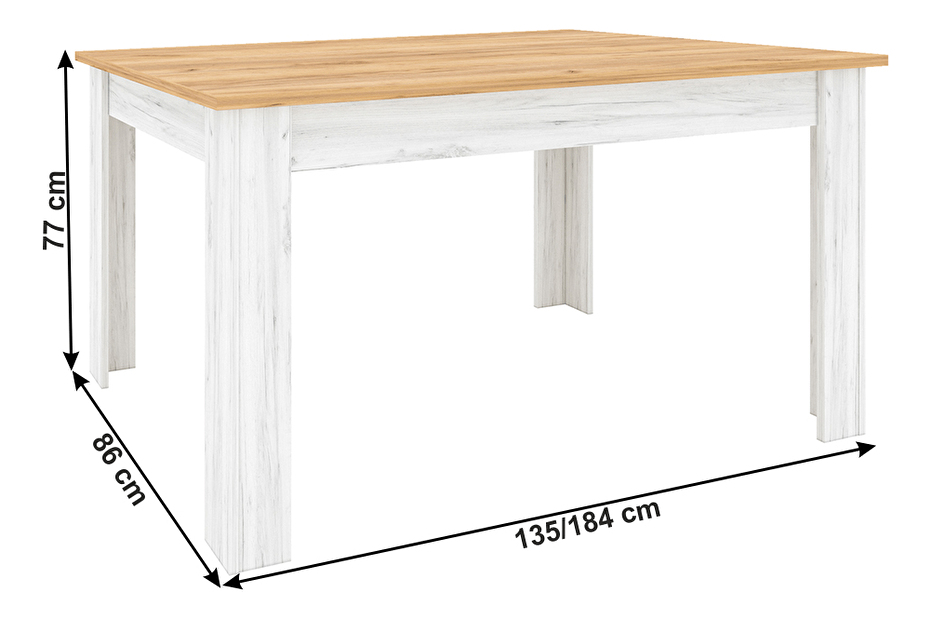 Jedálenský stôl (pre 4 až 8 osôb) Soleus (dub craft zlatý + dub craft biely) *výpredaj