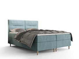 Manželská posteľ  Boxspring 180 cm Saruta (sivomodrá) (s matracom a úložným priestorom)