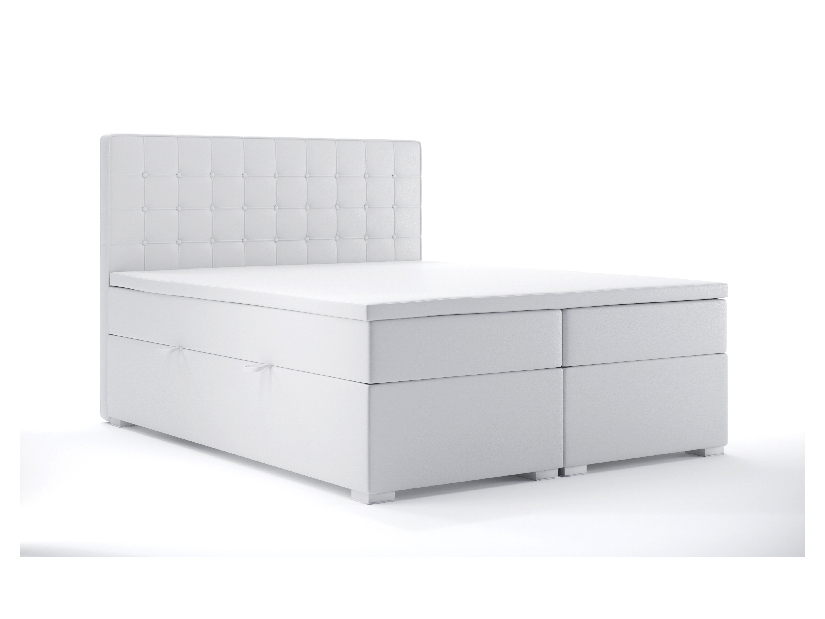 Kontinentálna posteľ 180 cm Candy (biela ekokoža) (s úložným priestorom)
