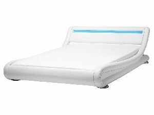 Manželská posteľ 160 cm AVENUE (s roštom a LED osvetlením) (biela)
