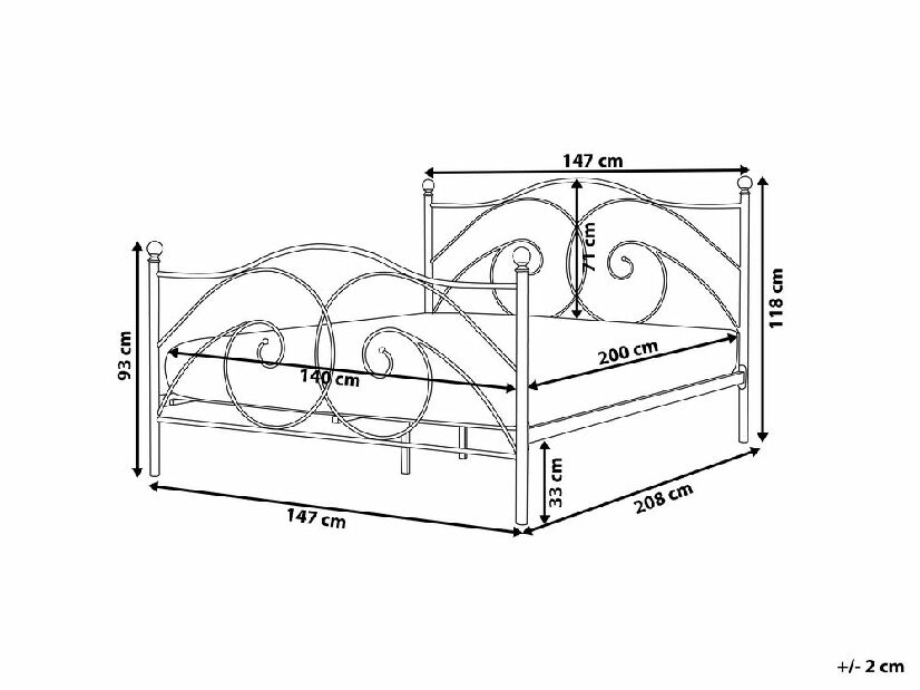 Manželská posteľ 140 cm DIROU (s roštom) (biela)