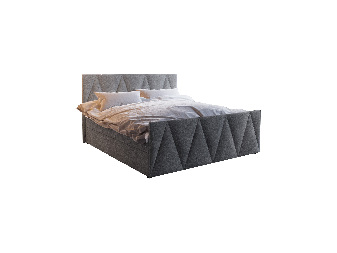 Manželská posteľ  Boxspring 140 cm Milagros 3 (sivá) (s matracom a úložným priestorom)