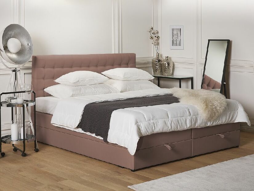 Kontinentálna posteľ 180 cm MAGNEZ (hnedá) (s matracom a úložným priestorom)