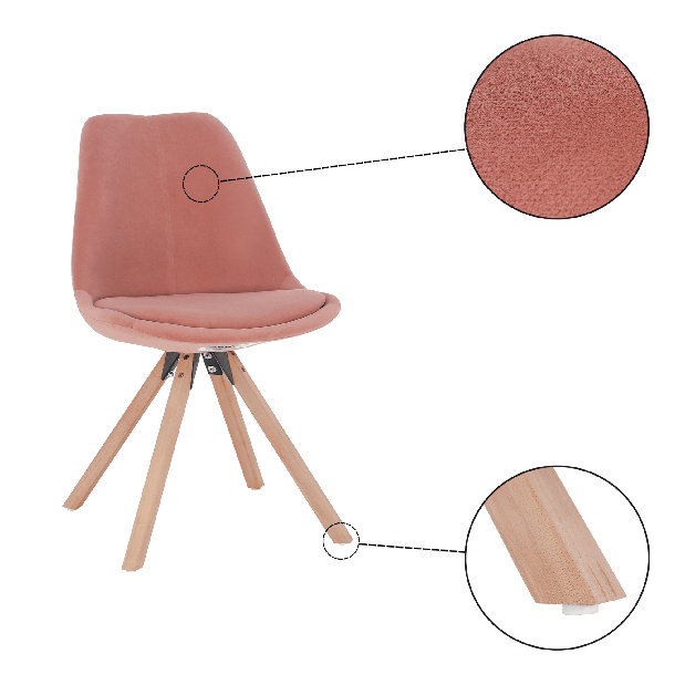 Jedálenská stolička Fra (ružová + buk)