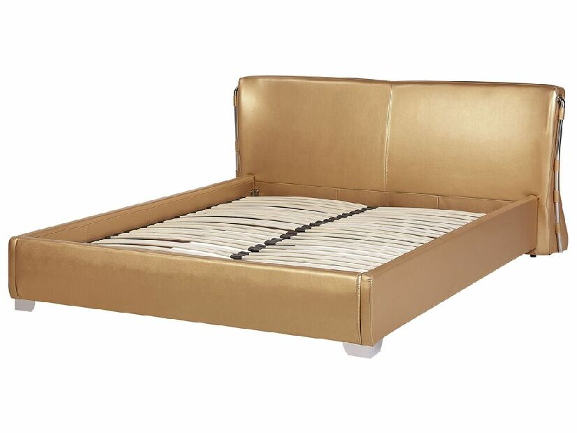 Manželská posteľ 180 cm PARNAS (s roštom) (zlatá)