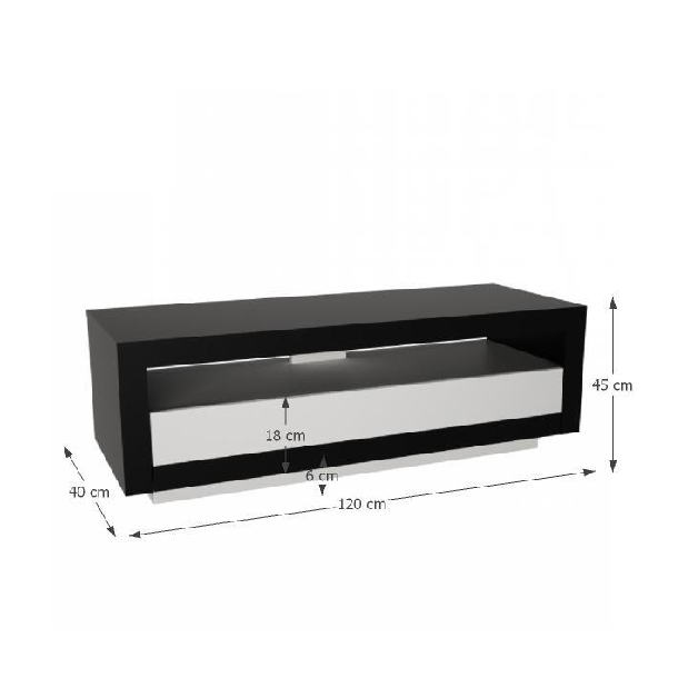 TV stolík/skrinka Ambleside (čierna + biela) *výpredaj