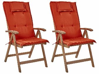 Set 2 ks záhradných stoličiek Amati (tmavé drevo + červená)