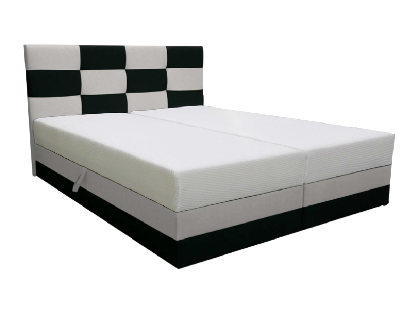 Manželská posteľ 140 cm Marion (s roštom a matracom) (čierna + biela) *výpredaj
