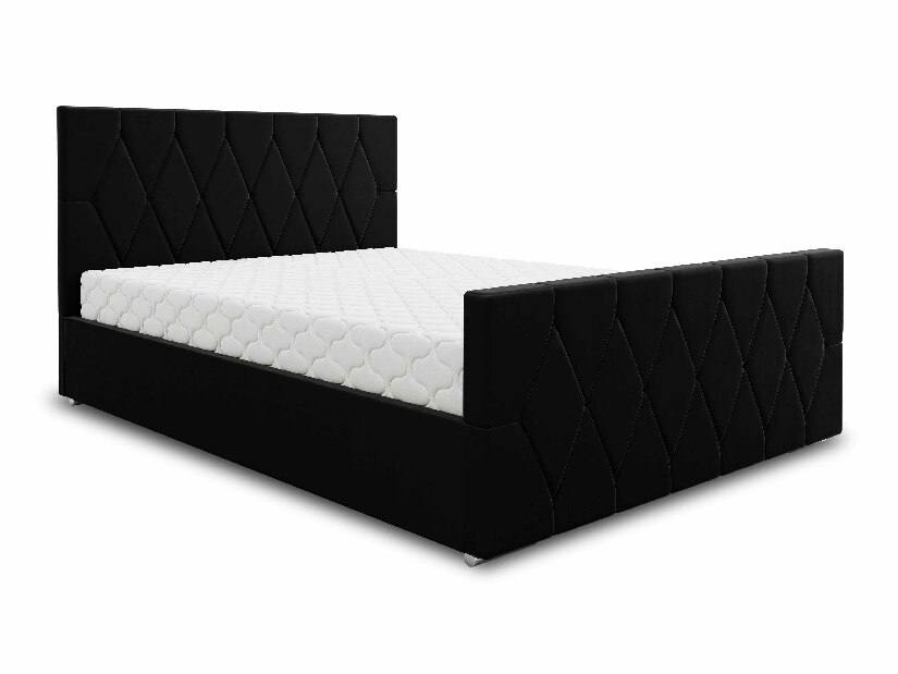 Manželská posteľ 140 cm Alex (čierna) (s roštom a úložným priestorom)