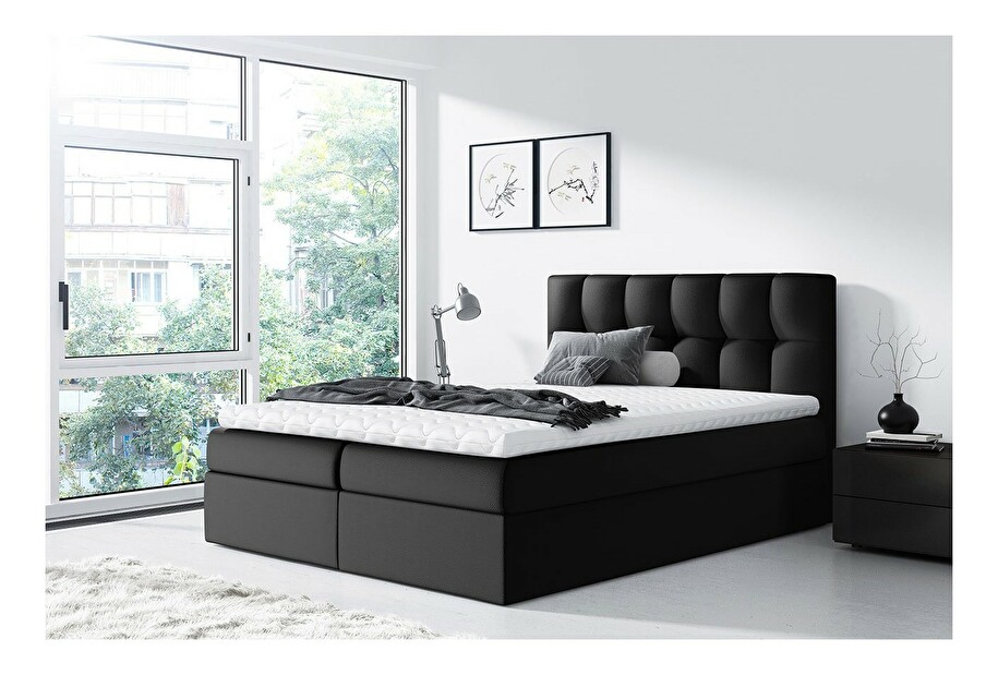 Kontinentálna posteľ Mirjan Maddox (200x200) (ekokoža Soft 011 (čierna))