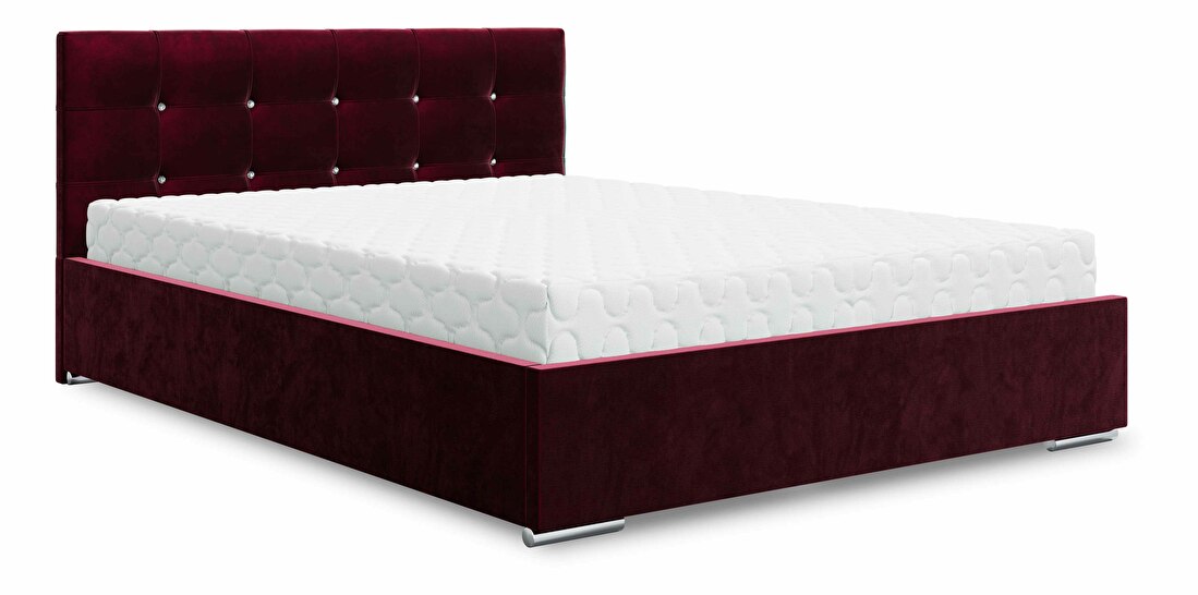 Manželská posteľ 160 cm Lonnie (bordová) (s roštom a úložným priestorom)