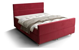 Manželská posteľ  Boxspring 140 cm Flu Plus Comfort (bordová) (s matracom a úložným priestorom)