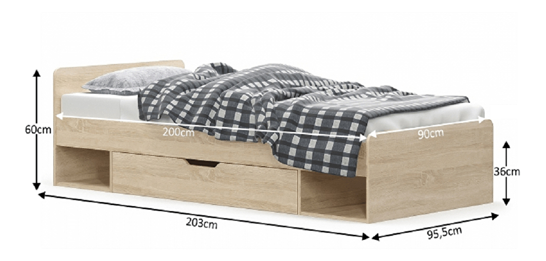 Jednolôžková posteľ 90 cm Thornham 1S/90 (s úl. priestorom)
