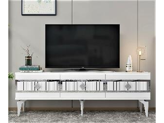TV stolík/skrinka Kutevi 3 (biela + strieborná) 