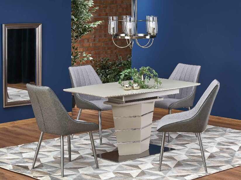 Rozkladací jedálenský stôl 140-180 cm Suena (biela + strieborná) (pre 6 8 osôb)