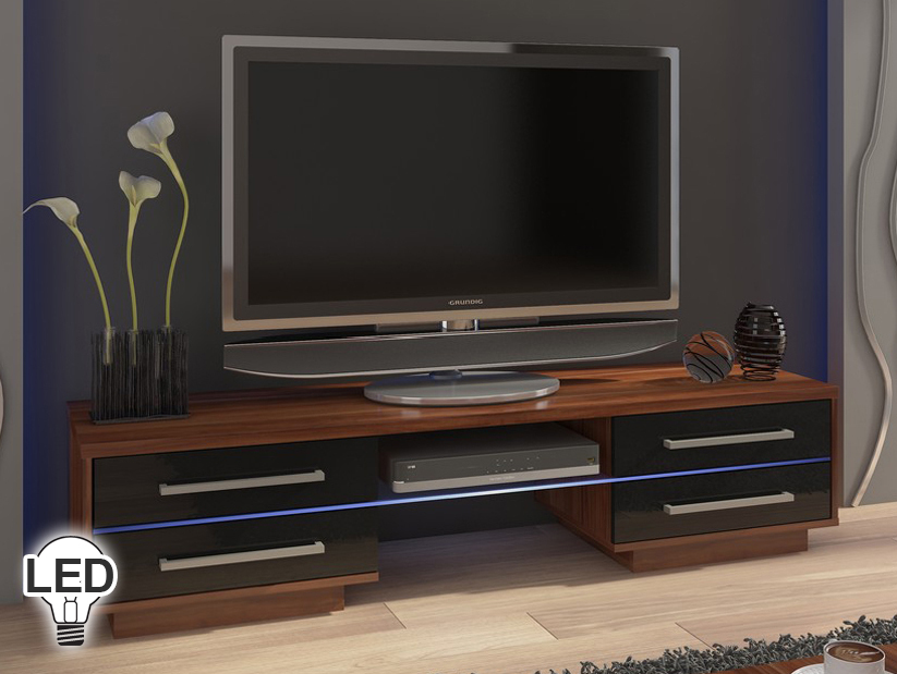 TV stolík/skrinka Laguna (slivka + lesk čierny)