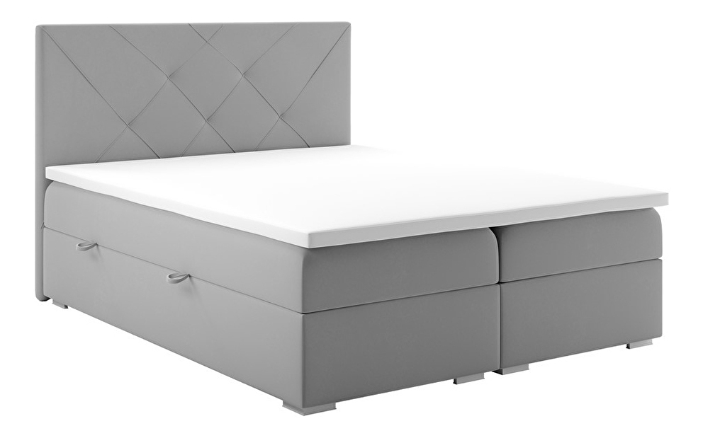 Kontinentálna posteľ 200 cm Darro (sivá) (s úložným priestorom)