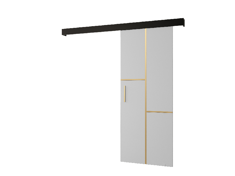 Posuvné dvere 90 cm Sharlene VII (biela matná + čierna matná + zlatá)