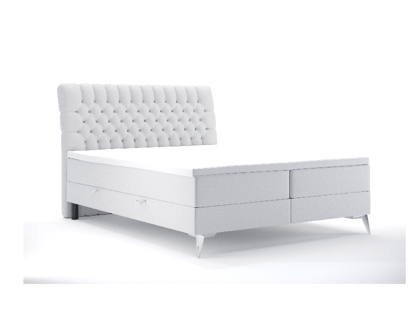 Kontinentálna posteľ 140 cm Molera (biela ekokoža) (s úložným priestorom)