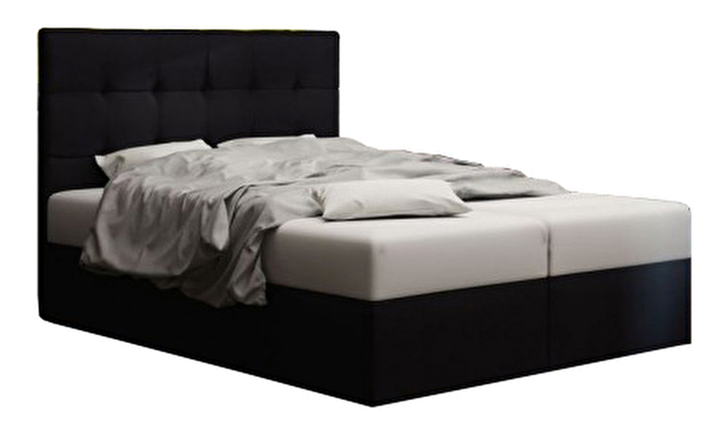 Manželská posteľ Boxspring 160 cm Duel 2 Comfort (čierna) (s matracom a úložným priestorom)