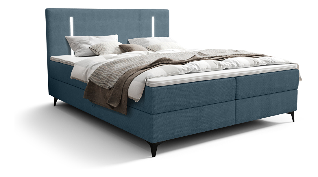 Jednolôžková posteľ 120 cm Ortega Comfort (svetlomodrá) (s roštom a matracom, s úl. priestorom) (s LED osvetlením)